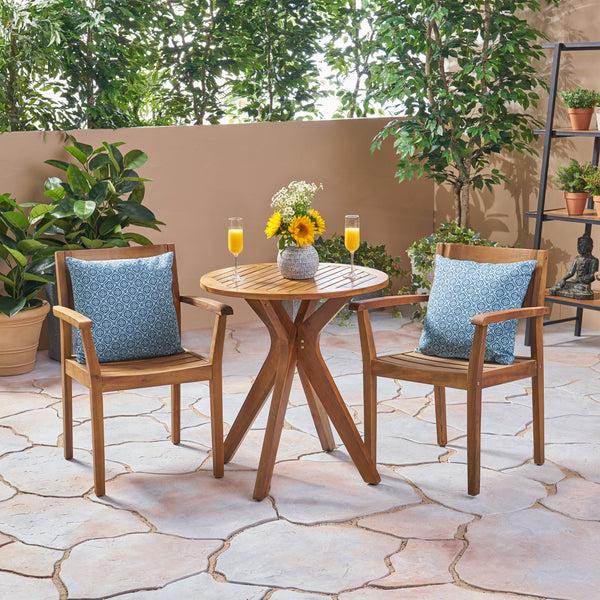 Gdf Studio Stanford Outdoor 3 Piece Acacia Wood Bistro Set