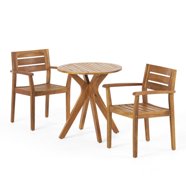 gdf studio Stanford Outdoor 3 Piece Acacia Wood Bistro Set