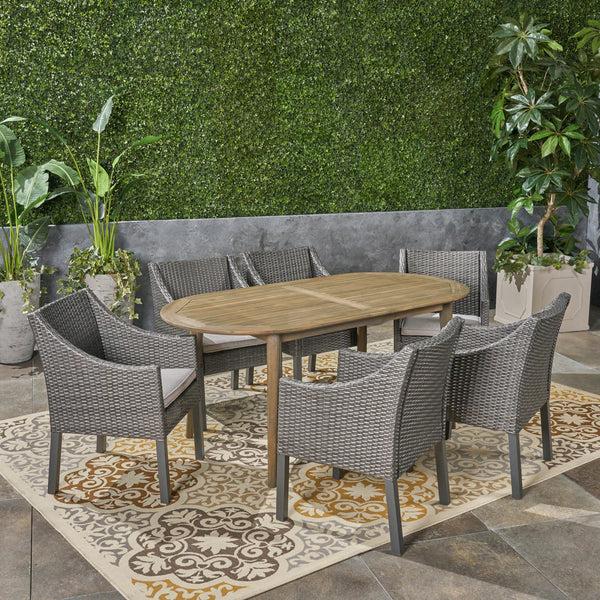 Gdf Studio Stanford Outdoor 7-Piece Acacia Wood Dining Set