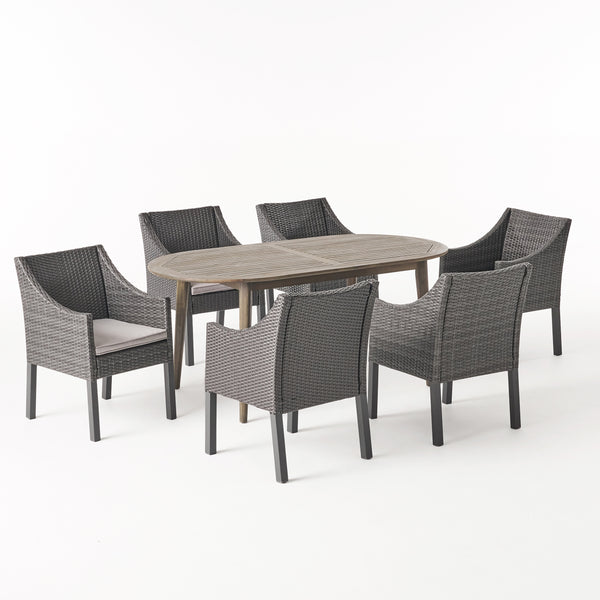 gdf studio Stanford Outdoor 7-Piece Acacia Wood Dining Set