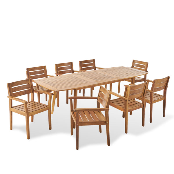gdf studio Stanford Outdoor Acacia Wood Expandable 8 Seater Dining Set