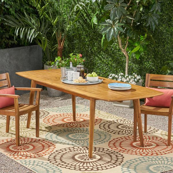 Gdf Studio Stanford Outdoor Acacia Wood Expandable Dining Table