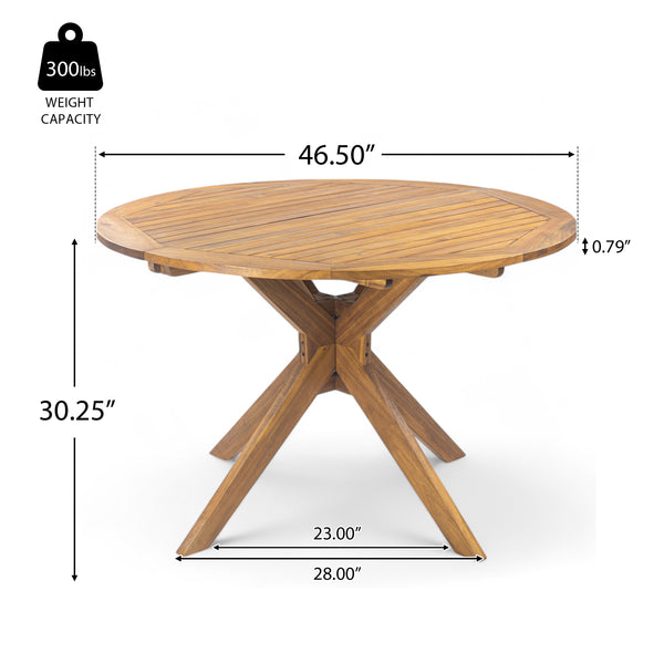Gdf Studio Stanford Outdoor Acacia Wood Round Dining Table