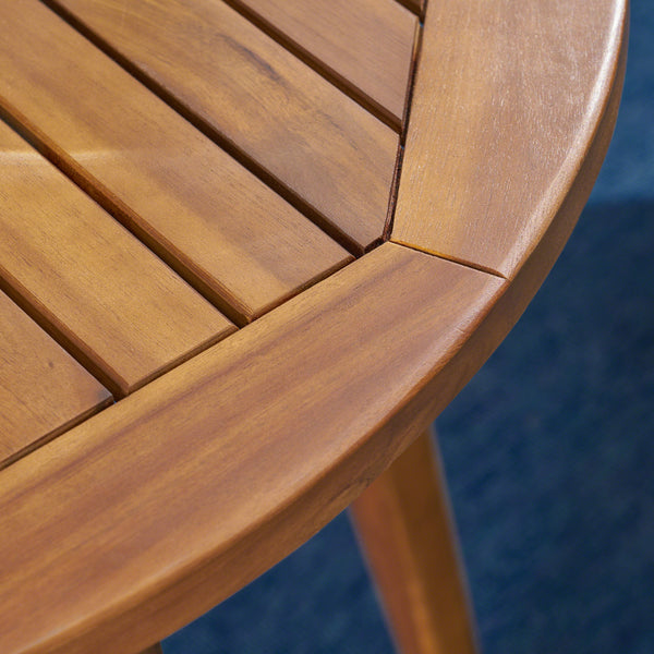 Gdf Studio Stanford Outdoor Round Acacia Wood Bistro Table With Straight Legs Teak