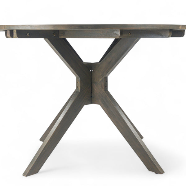 Gdf Studio Stanford Outdoor Round Acacia Wood Dining Table With X Base Gray