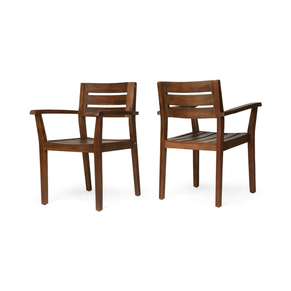 gdf studio Stanford Outdoor Rustic Slat Acacia Wood Dining Chairs (Set of 2)