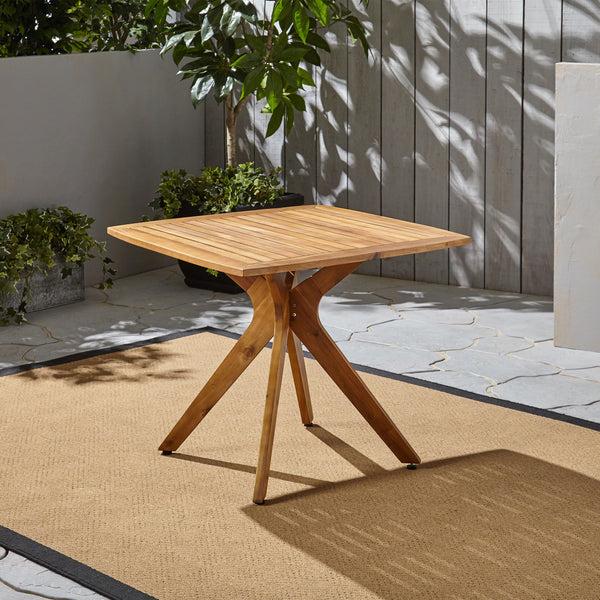 Gdf Studio Stanford Outdoor Square Acacia Wood Dining Table With X Base