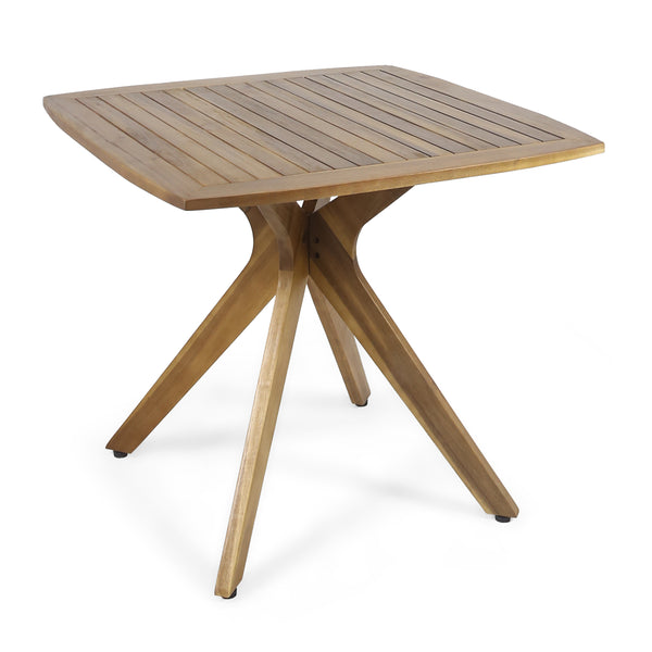 gdf studio Stanford Outdoor Square Acacia Wood Dining Table with X Base