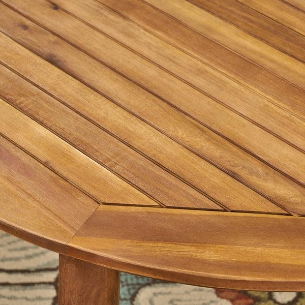 Gdf Studio Stanford Patio Dining Set 71" 6-Seater Oval Table Acacia Wood With Teak Finish