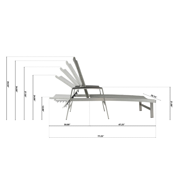 Gdf Studio Stanley Outdoor Wicker And Aluminum Chaise Lounges (Set Of 4) Gray Finish