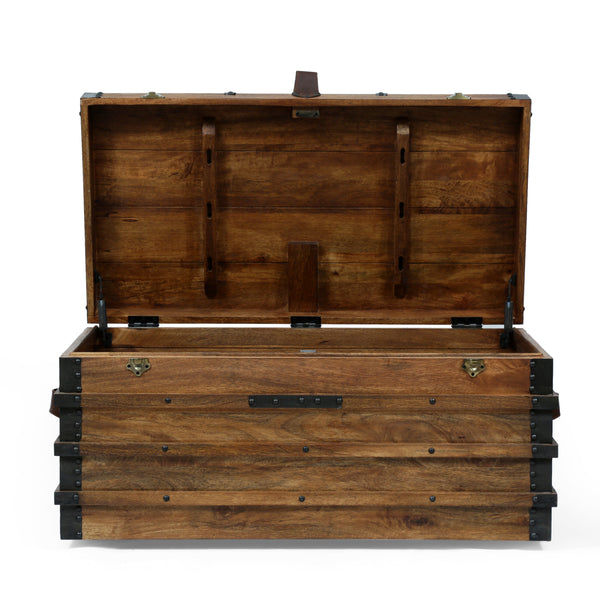 Gdf Studio Stanton Handcrafted Boho Wood Storage Trunk With Latches