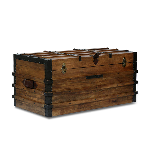 gdf studio Stanton Handcrafted Boho Wood Storage Trunk with Latches