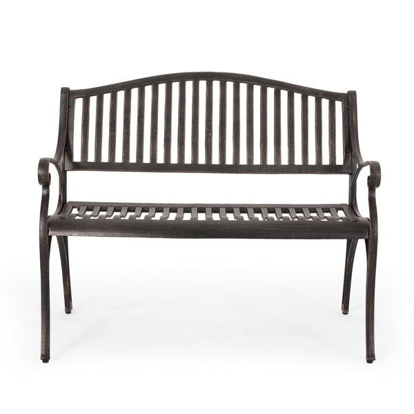 Gdf Studio Stassi Outdoor Traditional Cast Aluminum Bench