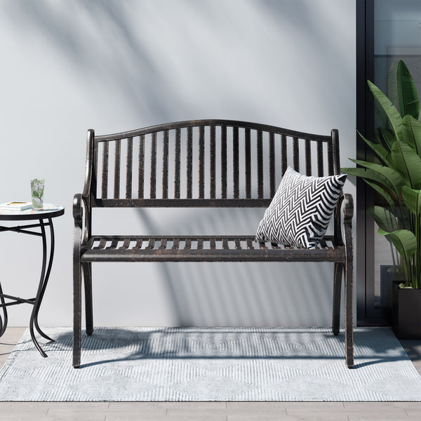 Gdf Studio Stassi Outdoor Traditional Cast Aluminum Bench