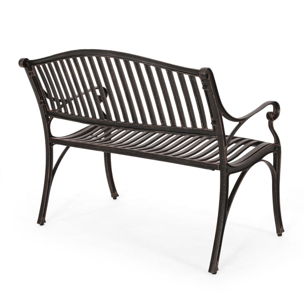 Gdf Studio Stassi Outdoor Traditional Cast Aluminum Bench