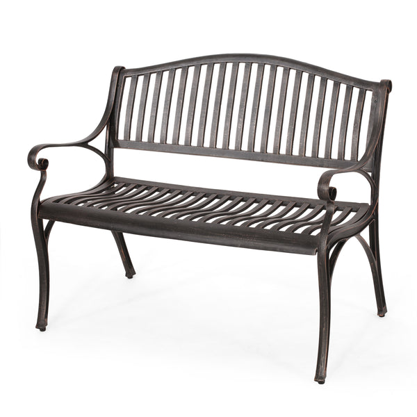 gdf studio Stassi Outdoor Traditional Cast Aluminum Bench
