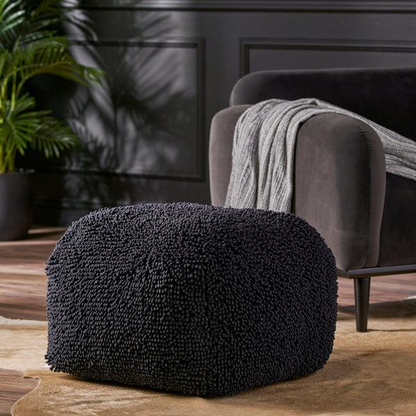 gdf studio Statham Modern Microfiber Chenille Square Pouf