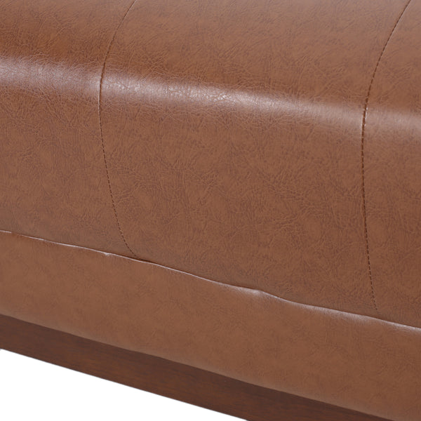 Gdf Studio Stefan Mid Century Modern Faux Leather Tufted 3 Seater Sofa