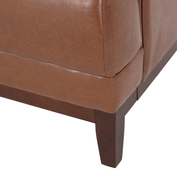 Gdf Studio Stefan Mid Century Modern Faux Leather Tufted 3 Seater Sofa