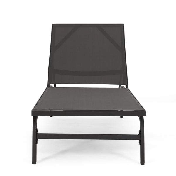 Gdf Studio Stekar Outdoor Aluminum And Outdoor Mesh Chaise Lounge Set Of 2