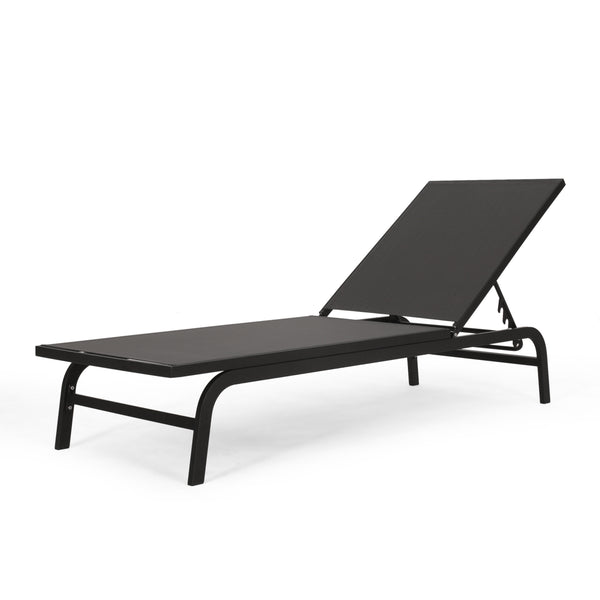 Gdf Studio Stekar Outdoor Aluminum And Outdoor Mesh Chaise Lounge Set Of 2
