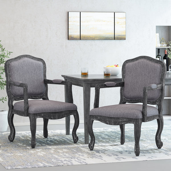 Gdf Studio Stene French Country Wood Upholstered Dining Armchair