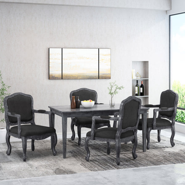 gdf studio Stene French Country Wood Upholstered Dining Armchair