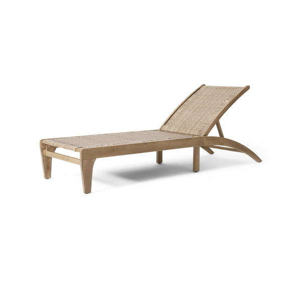 Gdf Studio Stetson Outdoor Acacia Wood And Flat Wicker Chaise Lounge