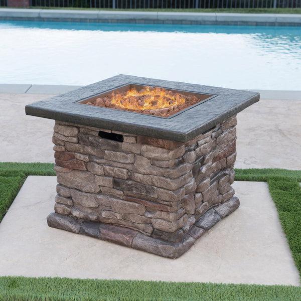 Gdf Studio Stone Outdoor Natural Stone Finished Propane Fire Pit 40 000 BTU