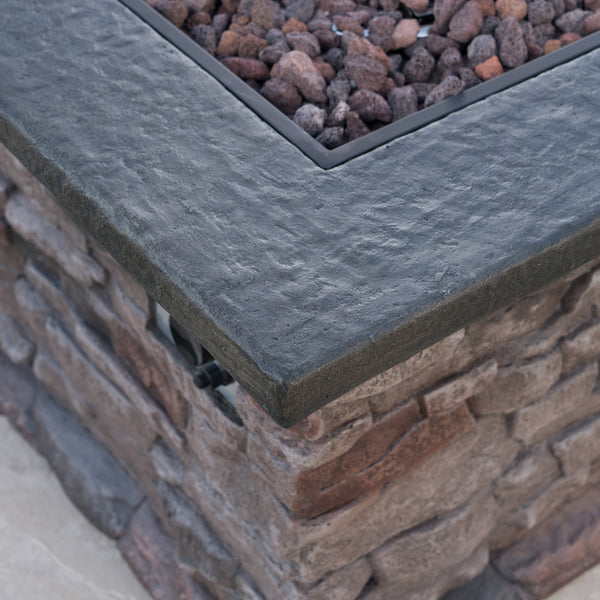 Gdf Studio Stone Outdoor Natural Stone Finished Propane Fire Pit 40 000 BTU