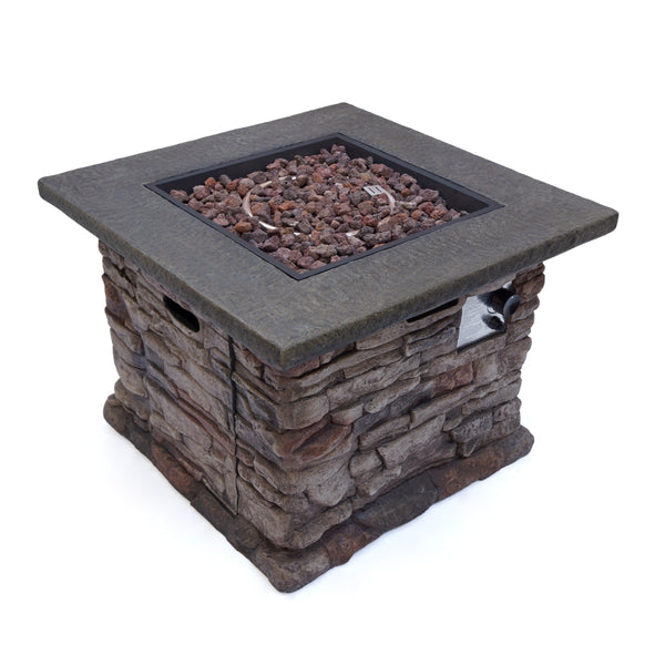 gdf studio Stone Outdoor Natural Stone Finished Propane Fire Pit 40 000 BTU