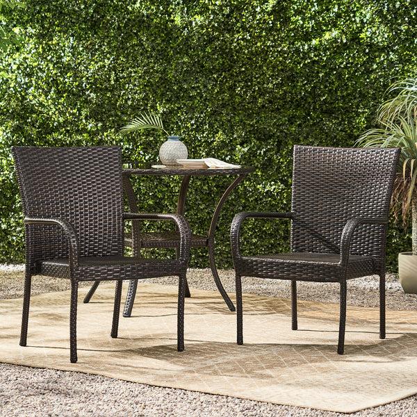 Gdf Studio Sultana Outdoor Grey Wicker Stackable Club Chairs (Set Of 2)