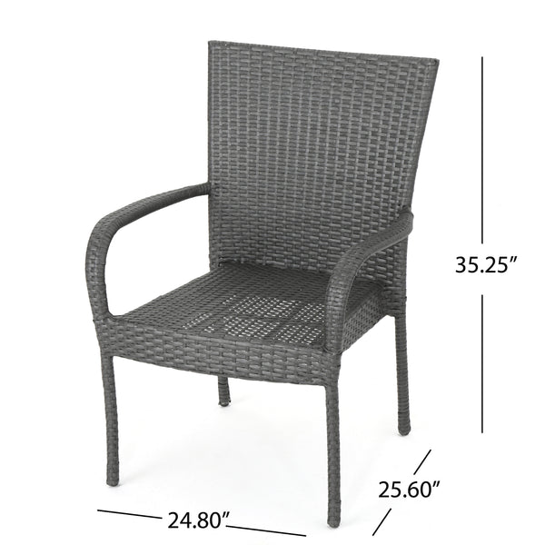 Gdf Studio Sultana Outdoor Grey Wicker Stackable Club Chairs (Set Of 2)