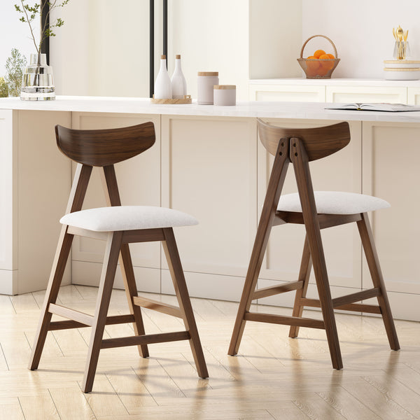 Gdf Studio Sunapee Mid Century Modern Fabric Upholstered Wood 25 Inch Counter Stools (Set Of 2)