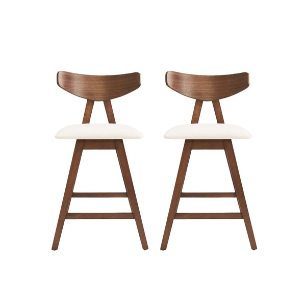 gdf studio Sunapee Mid Century Modern Fabric Upholstered Wood 25 Inch Counter Stools (Set of 2)
