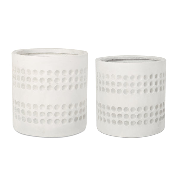 gdf studio Suncook Outdoor Medium and Large Cast Stone Planter Set Antique White