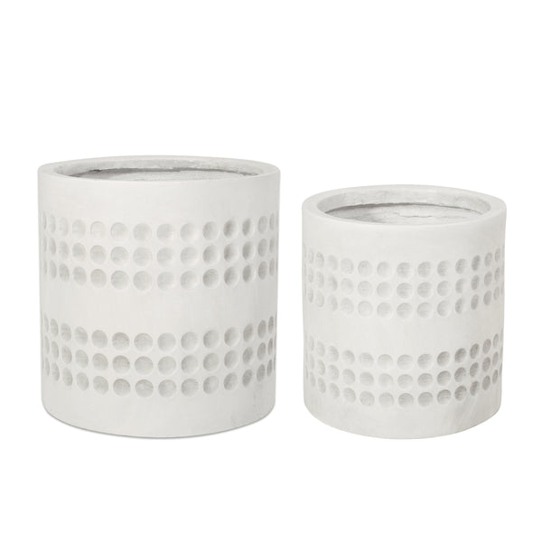 gdf studio Suncook Outdoor Small and Medium Cast Stone Planter Set Antique White