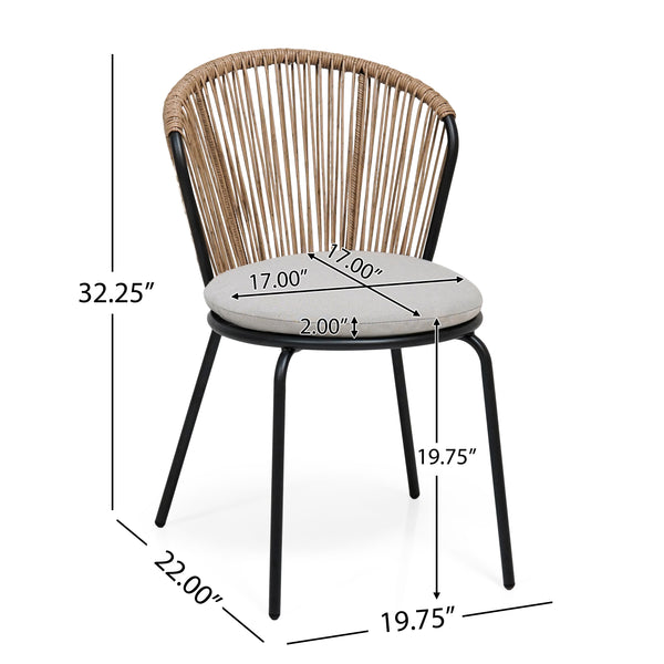 Gdf Studio Sunny Indoor & Outdoor Rattan Dining Chair With Cushion Set Of 2