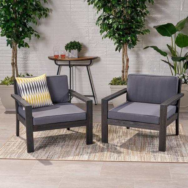 Gdf Studio Susan Outdoor Acacia Wood Club Chairs With Cushions (Set Of 2)