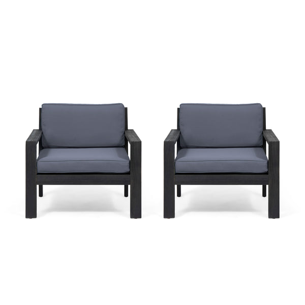 gdf studio Susan Outdoor Acacia Wood Club Chairs with Cushions (Set of 2)