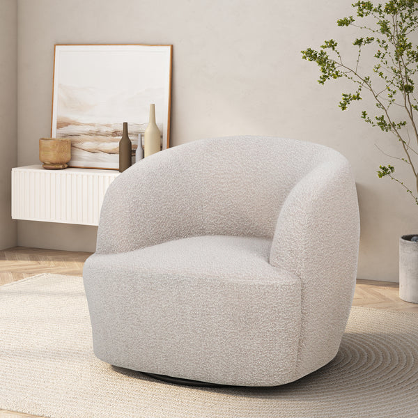 Gdf Studio Sydmor Contemporary Boucle Upholstered Swivel Club Chair