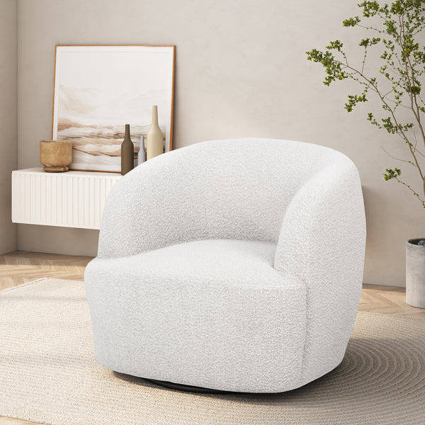gdf studio Sydmor Contemporary Boucle Upholstered Swivel Club Chair