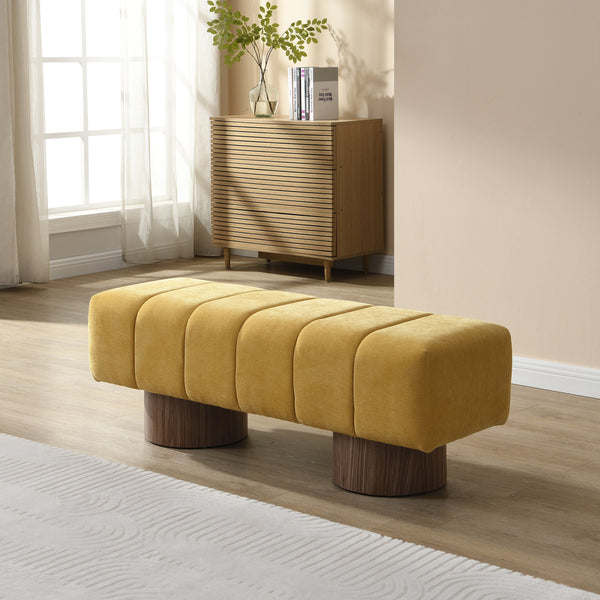 Gdf Studio Sylithar Chenille Fabric Upholstered Dining Bench End Of Bed Entryway Bench Ottoman