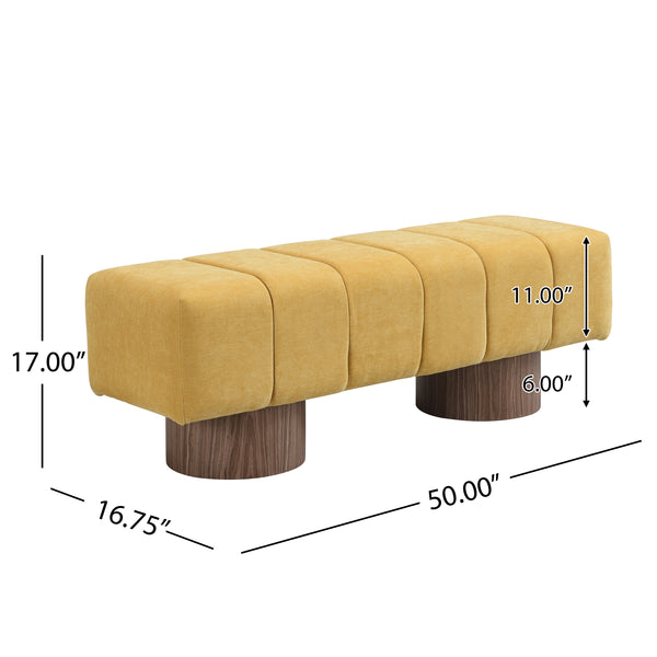 Gdf Studio Sylithar Chenille Fabric Upholstered Dining Bench End Of Bed Entryway Bench Ottoman