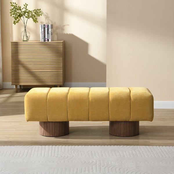 gdf studio Sylithar Chenille Fabric Upholstered Dining Bench End of Bed Entryway Bench Ottoman
