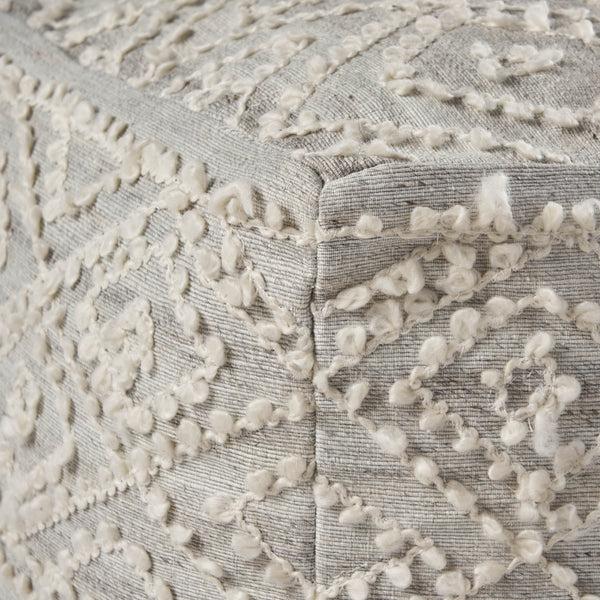 Gdf Studio Sylvia Boho Diamond Pattern Wool And Viscose Cube Pouf