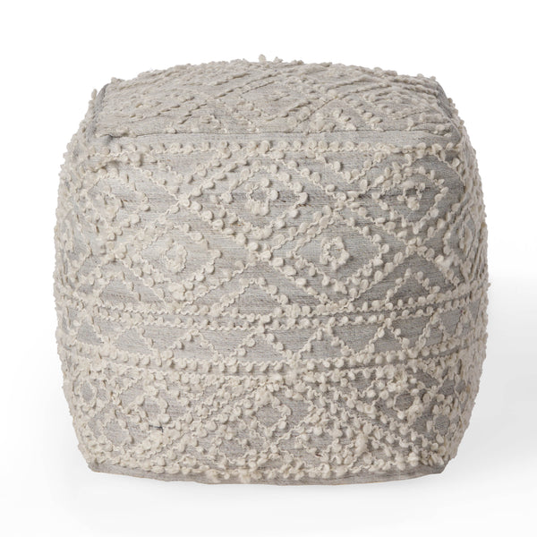 gdf studio Sylvia Boho Diamond Pattern Wool and Viscose Cube Pouf