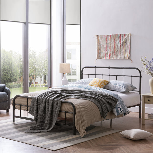 Gdf Studio Sylvia Queen-Size Iron Bed Frame Minimal Industrial