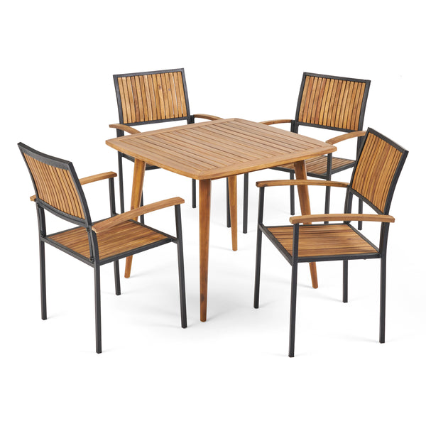 gdf studio Tabitha Outdoor 4 Seater Acacia Wood Square Dining Set