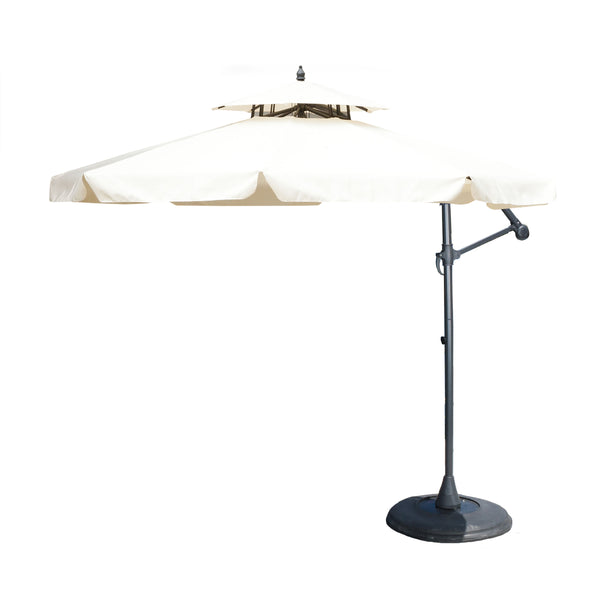 Gdf Studio Tahiti Outdoor Beige Cantilever Patio Umbrella & Base